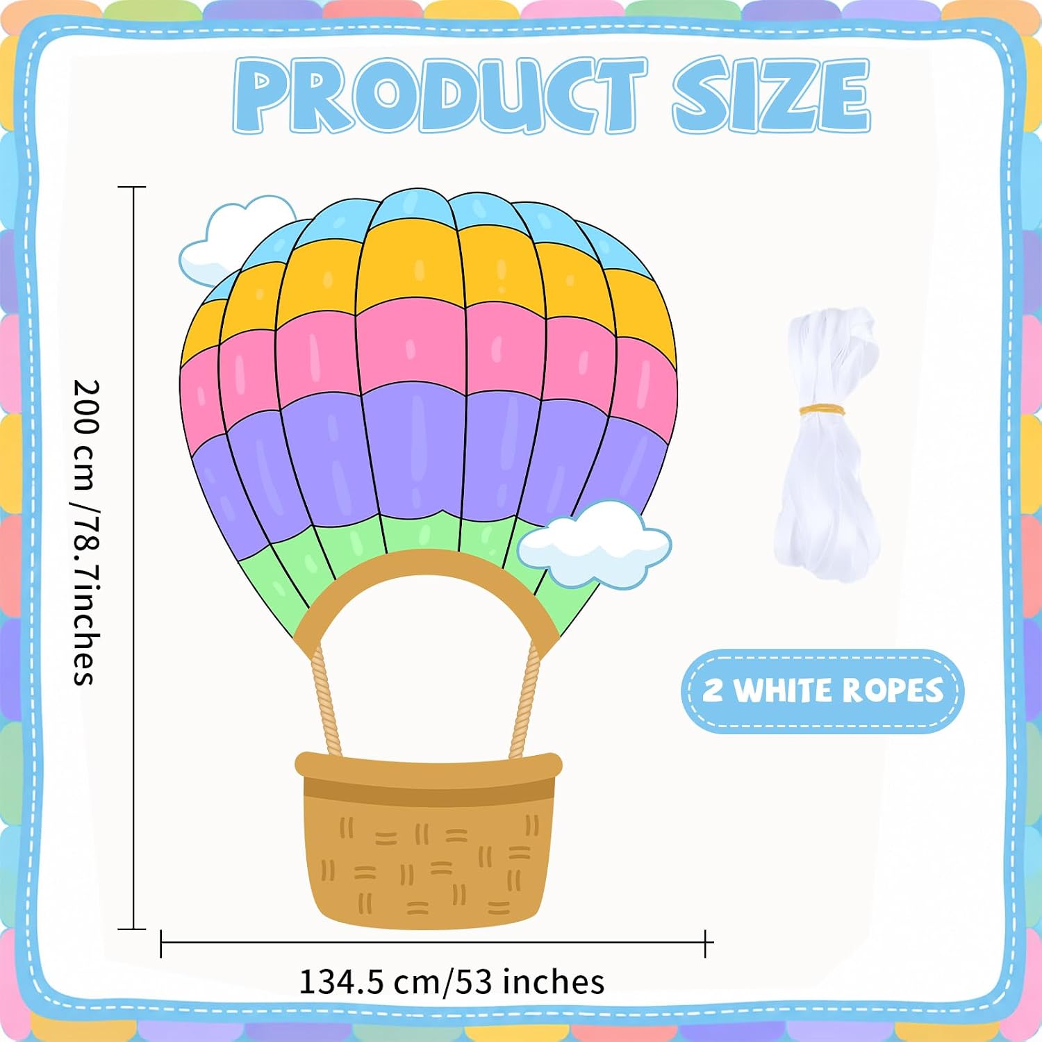Hot Air Balloon Shaped Photo Prop Back to School Travel Theme Party Decoration Hot Air Balloon Photo Booth Backdrop Travel Themed Selfie Frame Party Supplies for Kid Birthday Classroom Decor image 2