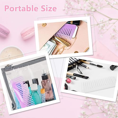 Miniatura 12 de Patelai Peine de dientes anchos, peine desenredante grande para cabello rizado, húmedo y seco, sin mango, accesorios desenredantes (ámbar)