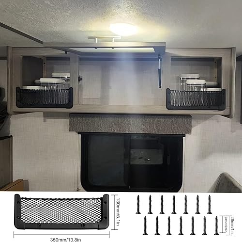 Miniatura 23 de 2 piezas de marco de plástico ABS, redes de carga para automóvil, bolsillo de red para teléfono, soporte de red de almacenamiento para caravana