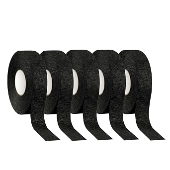 RicoRich Auto Electrical Wiring Loom Harness Tape, High Temp Self-Adhesive Fabric, 3/4 Inch x 50 Feet, Black, 5 Rolls