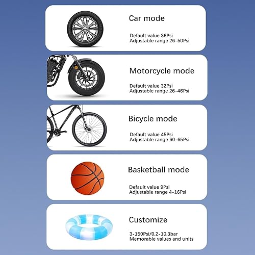 Miniatura 6 de Bomba inflable inteligente para automóvil, pantalla digital, iluminación para neumáticos de automóvil, eléctrica, inalámbrica, multifuncional,