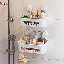 TAILI Caddie de douche à ventouse, étagère murale de rangement de bain pour shampoing, nettoyant pour le corps, support de douche en plastique, amovible sans perçage