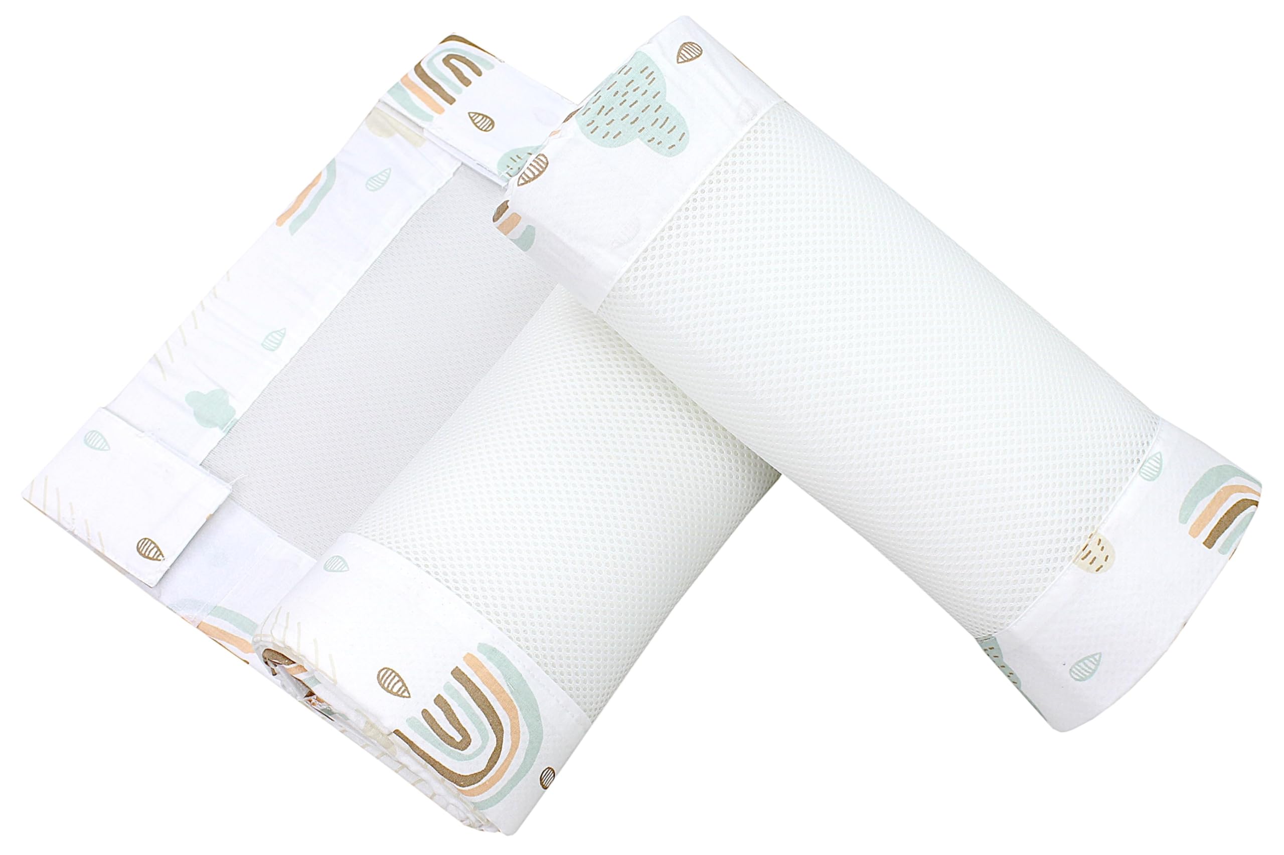 TupTam Protezione Paracolpi per Lettino Nido per Neonati Traspirazione Air Mesh 2 Pack, Nuvole Arcobaleno, ca.128 x 30 cm (per Lettino 140x70)