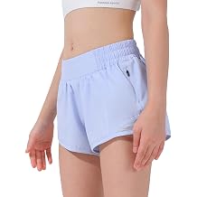 Aurefin Girls Athletic Shorts, Lightweight Running Shorts for Teen Girls Kids Sports Active Short with Zip Pocket and Elastic