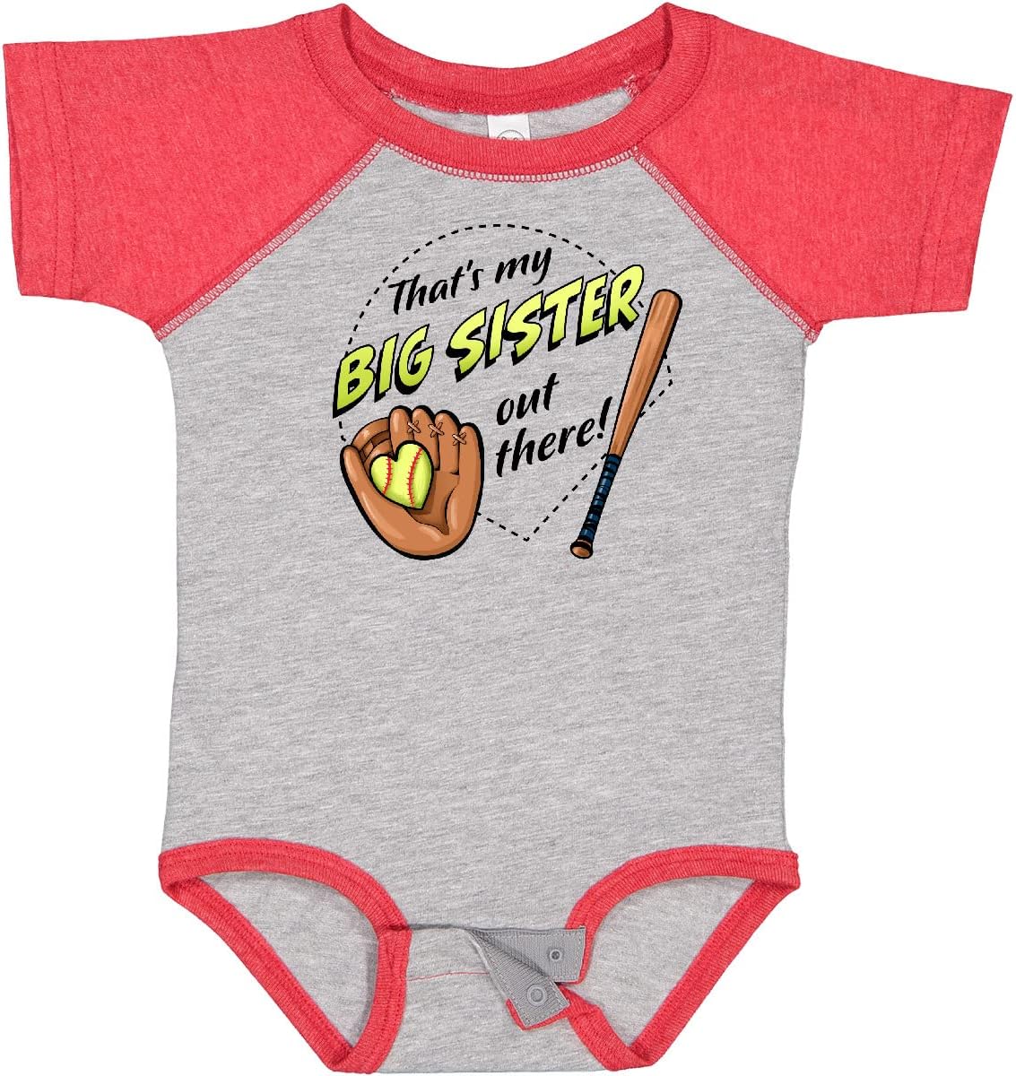 inktastic That's My Big SIster Out There- Softball Baby Bodysuit