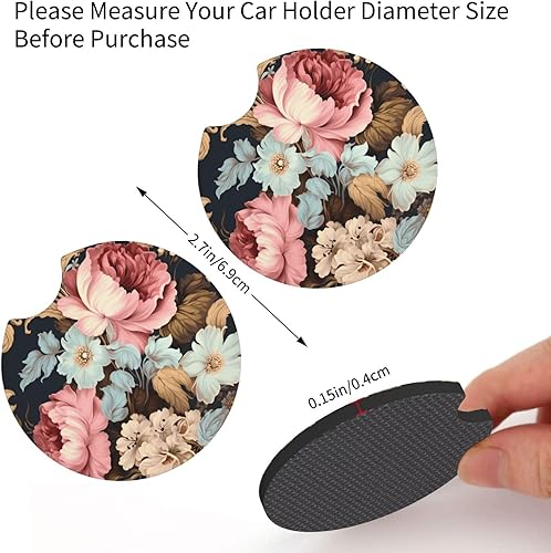 Miniatura 3 de Posavasos con estampado floral vintage (2.7 pulgadas de diámetro), posavasos absorbentes de agua y a prueba de fugas
