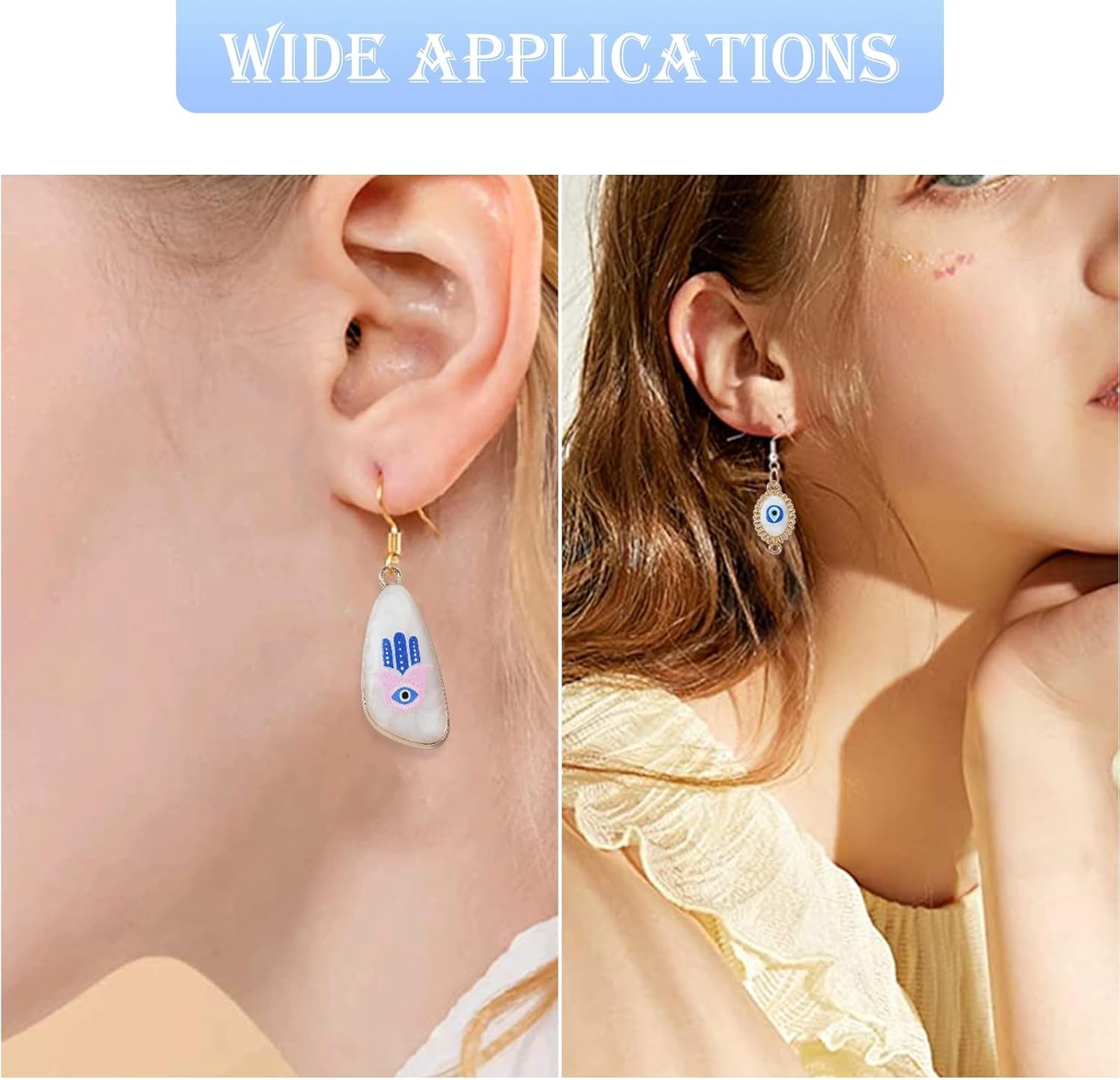 LiQunSweet 24 pcs 12 Styles Blue Evil Eye Enamel Connector Charms Heart Butterfly Square Oval Shaped Lucky Eye Link Charms for DIY Jewelry Necklace Bracelet Earring Crafts - Image 7