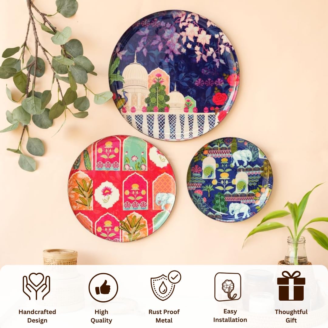 Vintage India Wall Plates - Set of 3 -3