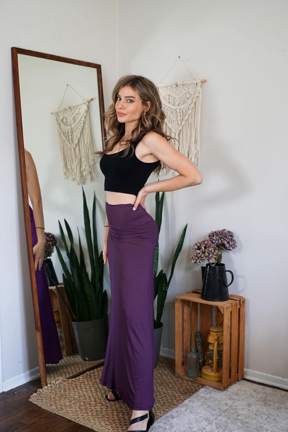 Free to Live 3 Pack Long Skirts for Women Fall Stretchy Flowy Maxi Skirt Dressy Casual for Work, Soft Fold Over High Waisted - Image 3