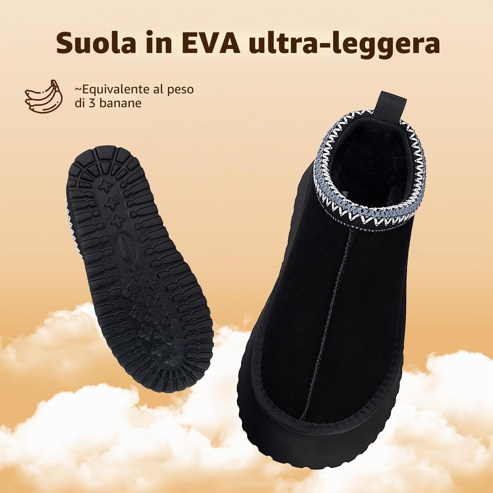 Mishansha Donna Pantofole Invernali Pelose Chiuse Ciabatte 36-42 EU | Scarpe Invernali, Calde, Leggere, All'interno, All'esterno, Passeggiate, Antiscivolo,Spessa 4 cm