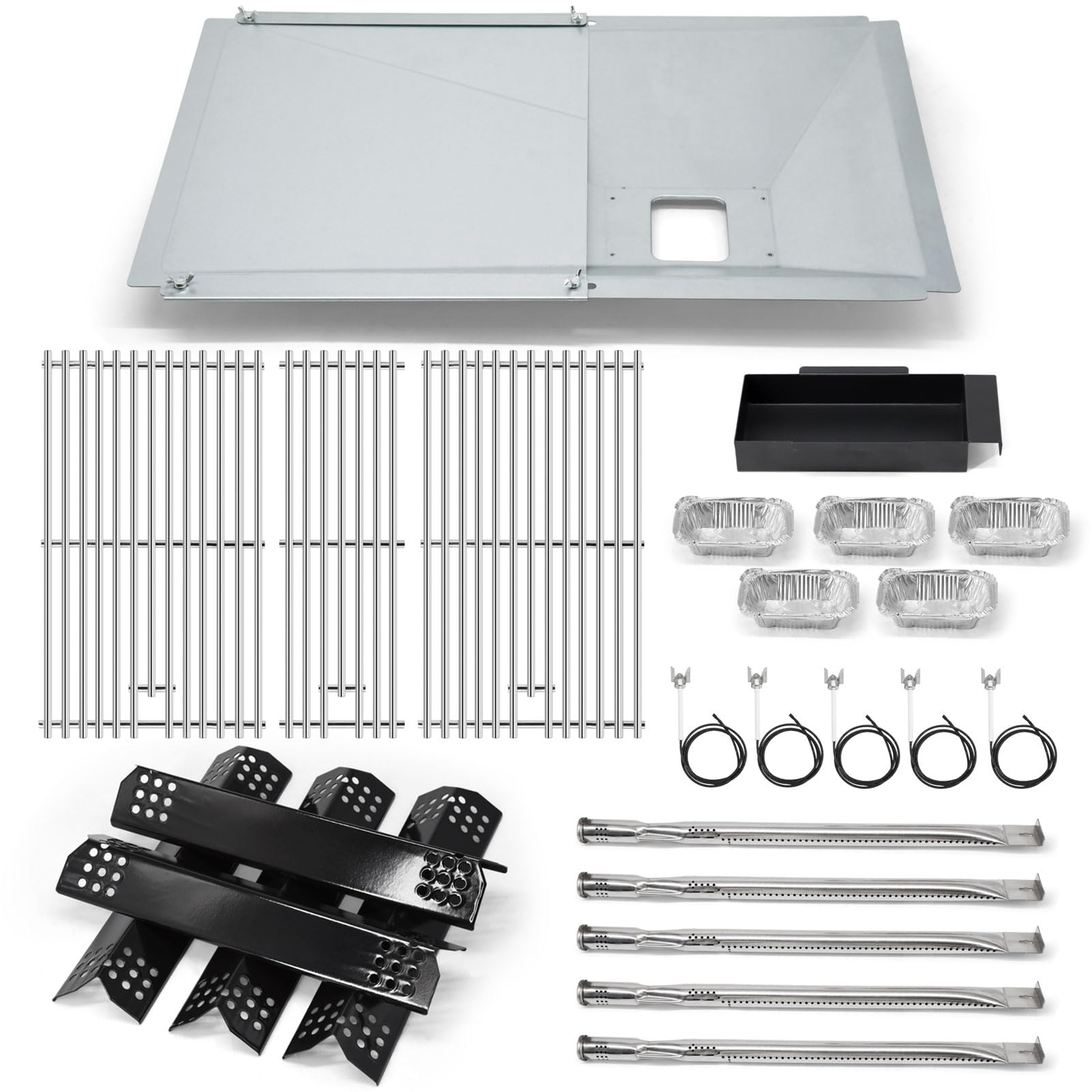 View 1 of Criditpid Grill Replacement Parts for Nexgrill 720-0882A Evolution Infrared Plus 5-Burner Grill, Grease Tray, Heat Plates, Grill Grates, Burner Tubes & Igniter Kit for Nexgrill 720-0882A Gas Grill