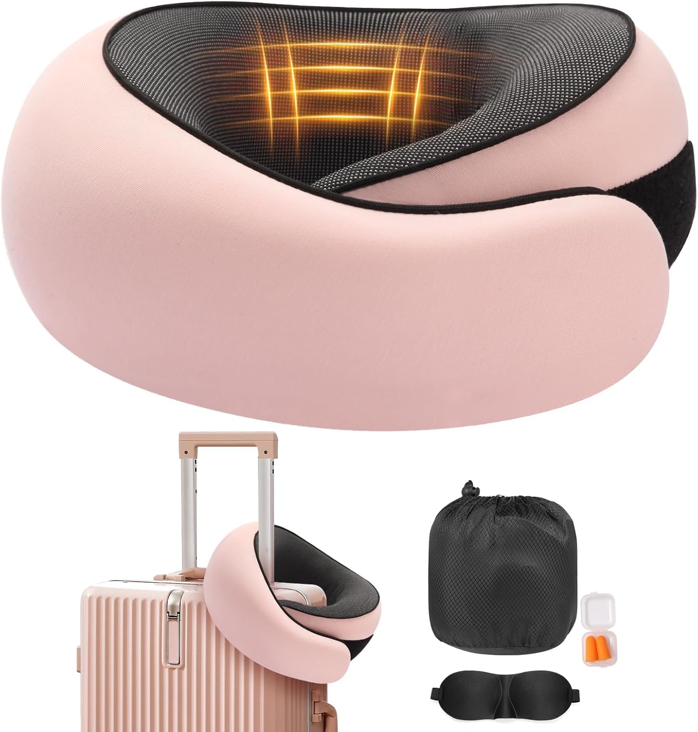 Travel Neck Pillow, Memory Foam Neck Support for Airplane, Car & Office, Breathable Portable Design with Eye Mask, Earplug Holder & Carry Bag, for Women&Men Travel Neck Pillow, Memory Foam Neck Support for Airplane, Car & Office, Breathable Portable Design with Eye Mask, Earplug Holder & Carry Bag, for Women&Men