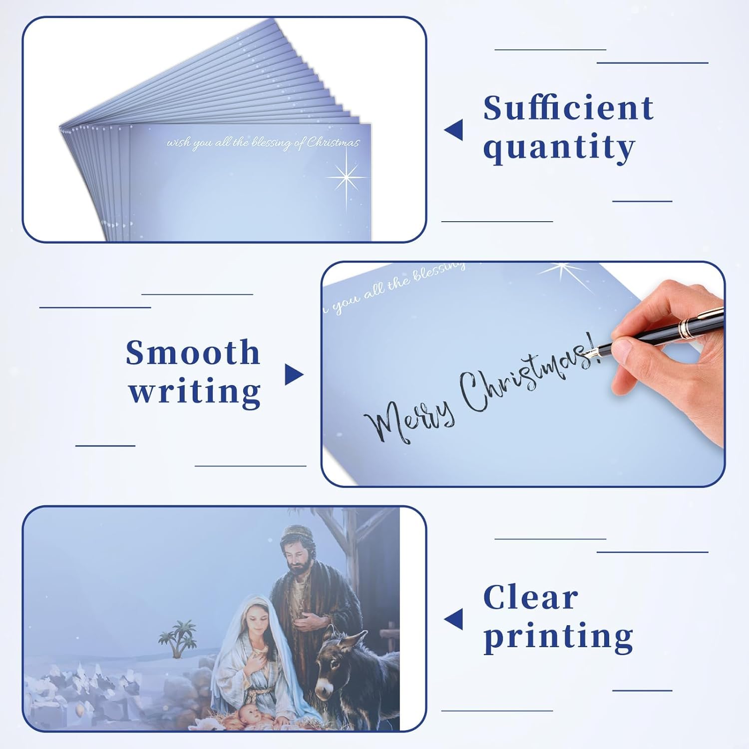 Lonfliness 100 PCS Nativity Scene Letterhead Birth of Jesus Christmas Border Computer Paper Santa Stationery paper for Note Letters to Santa Holiday Printer Paper Invitations Office School 8.5 x 11 In