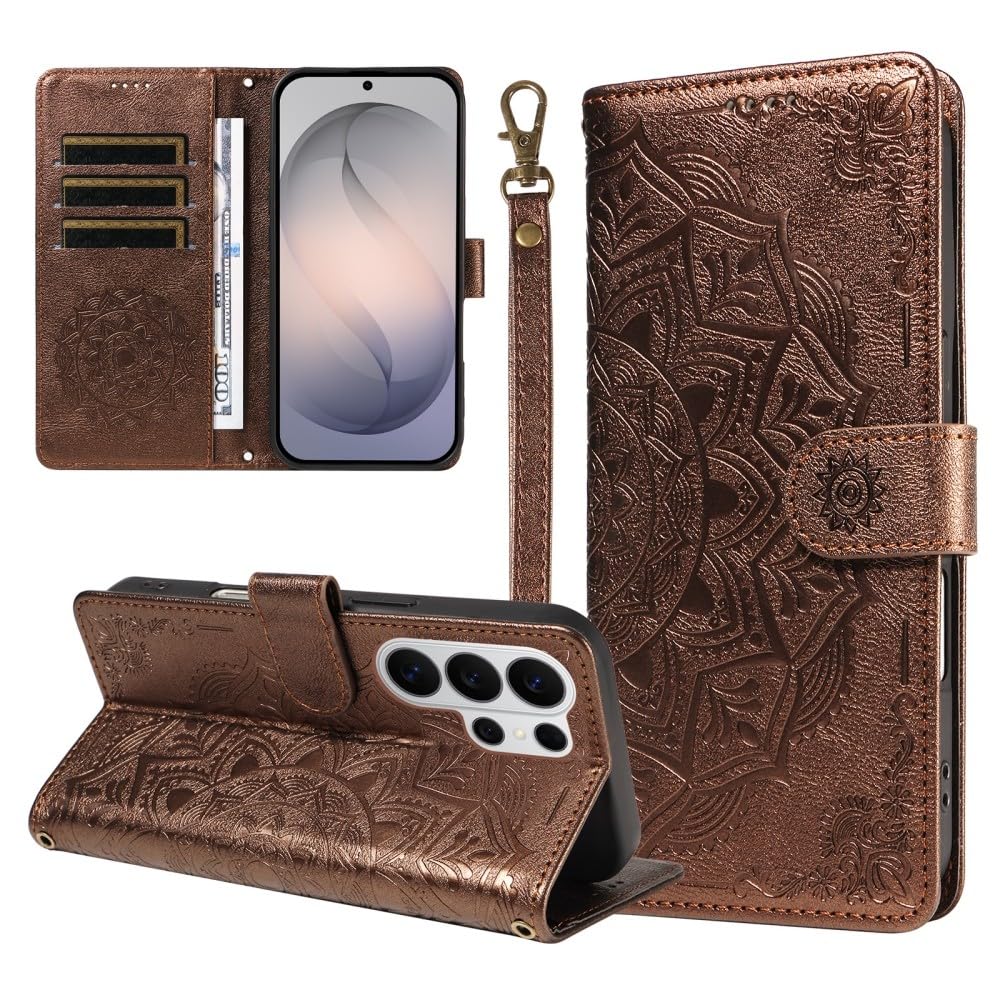 Étui Samsung Galaxy A72 marron style portefeuille en cuir folio