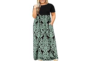 Plus Size Long Flowing Summer Maxi Dress with Pockets