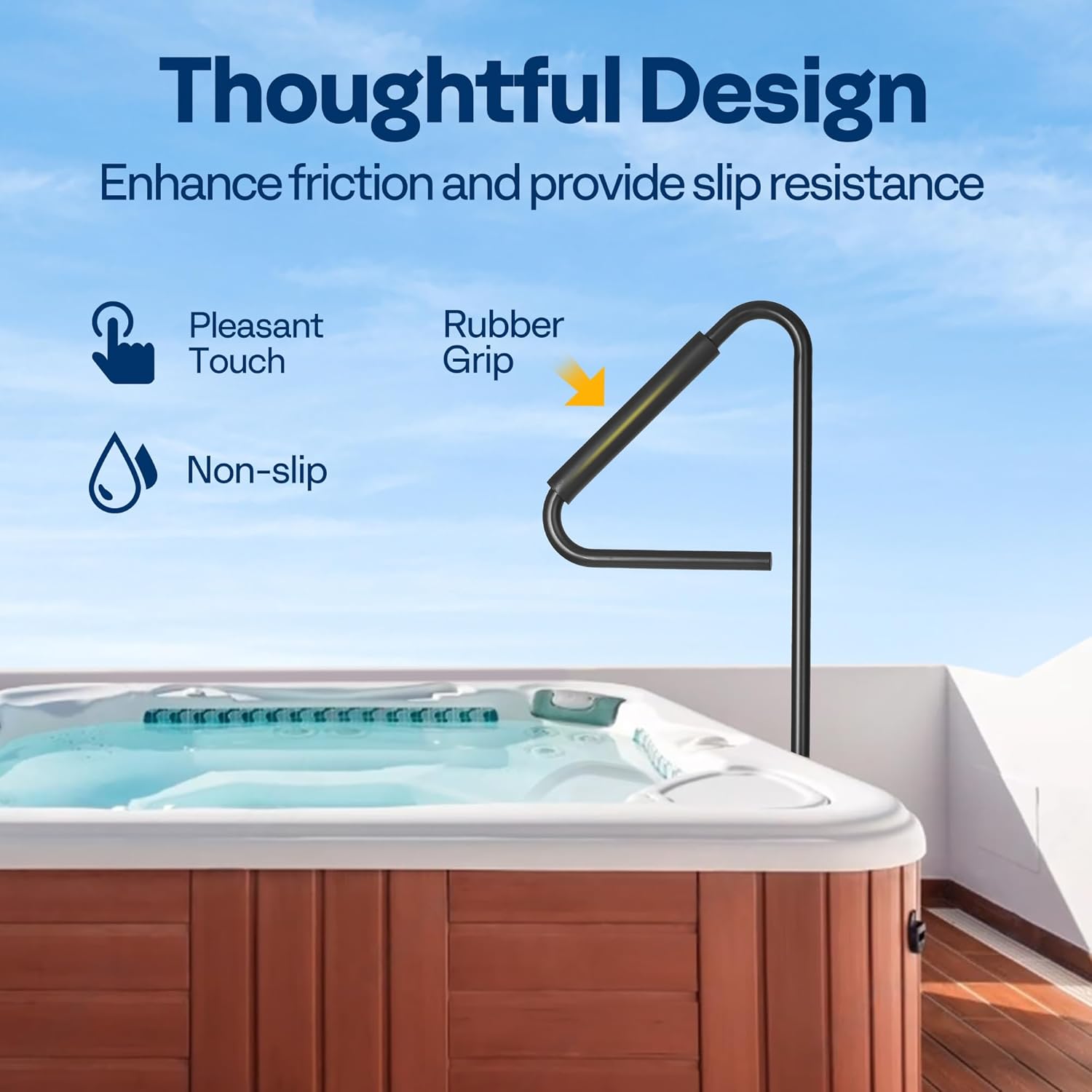 VIVOHOME 360 Rotatable Hot Tub Safety Handrail, Height Adjustable 34.7'' to 63'', Slide-Under Base Spa Step Handle 600 LBS Load/Rubber Sponge for Indoor Outdoor