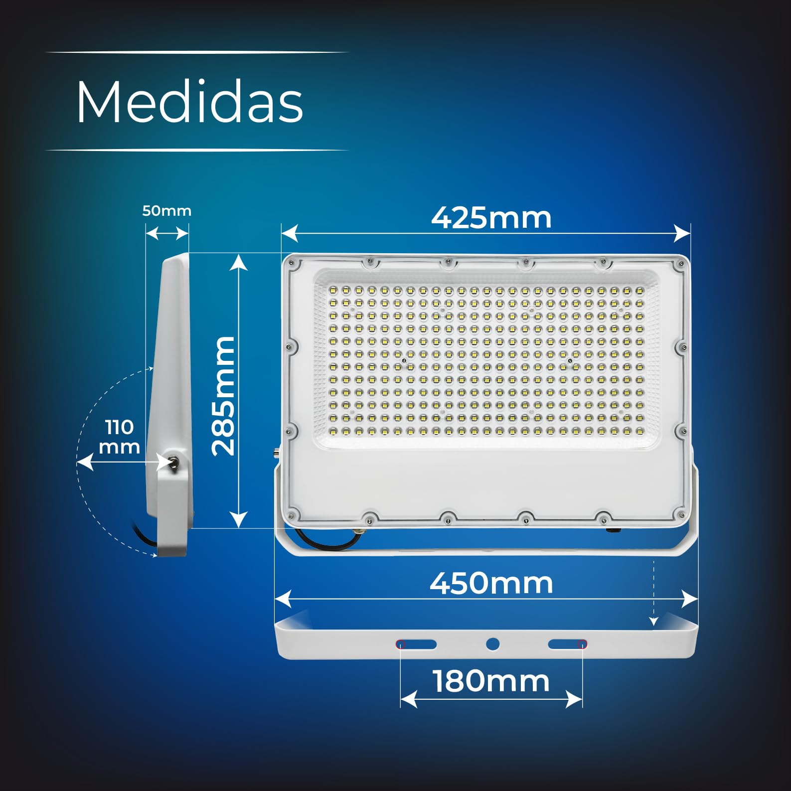 LED ATOMANT Foco Proyector LED Exterior 300W Color Luz Fria IP65 30000lm | Color Blanco Frio 6500K, Impermeable