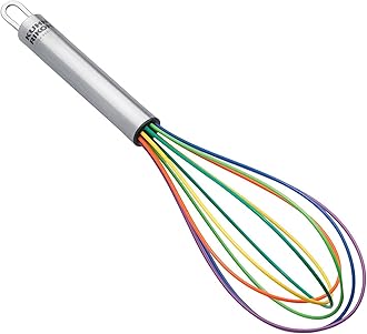 COLORI® Silicone Balloon Whisk – For Mixing, Baking & Cooking – Non-Stick Safe, Stainless Steel Handle, Dishwasher Safe, 8 Inch, Rainbow