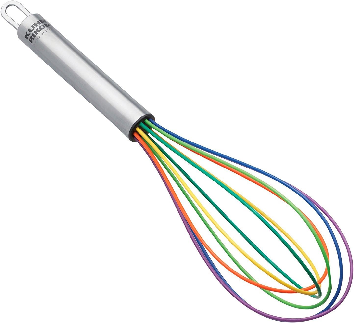 COLORI® Silicone Balloon Whisk – For Mixing, Baking & Cooking – Non-Stick Safe, Stainless Steel Handle, Dishwasher Safe, 8 Inch, Rainbow