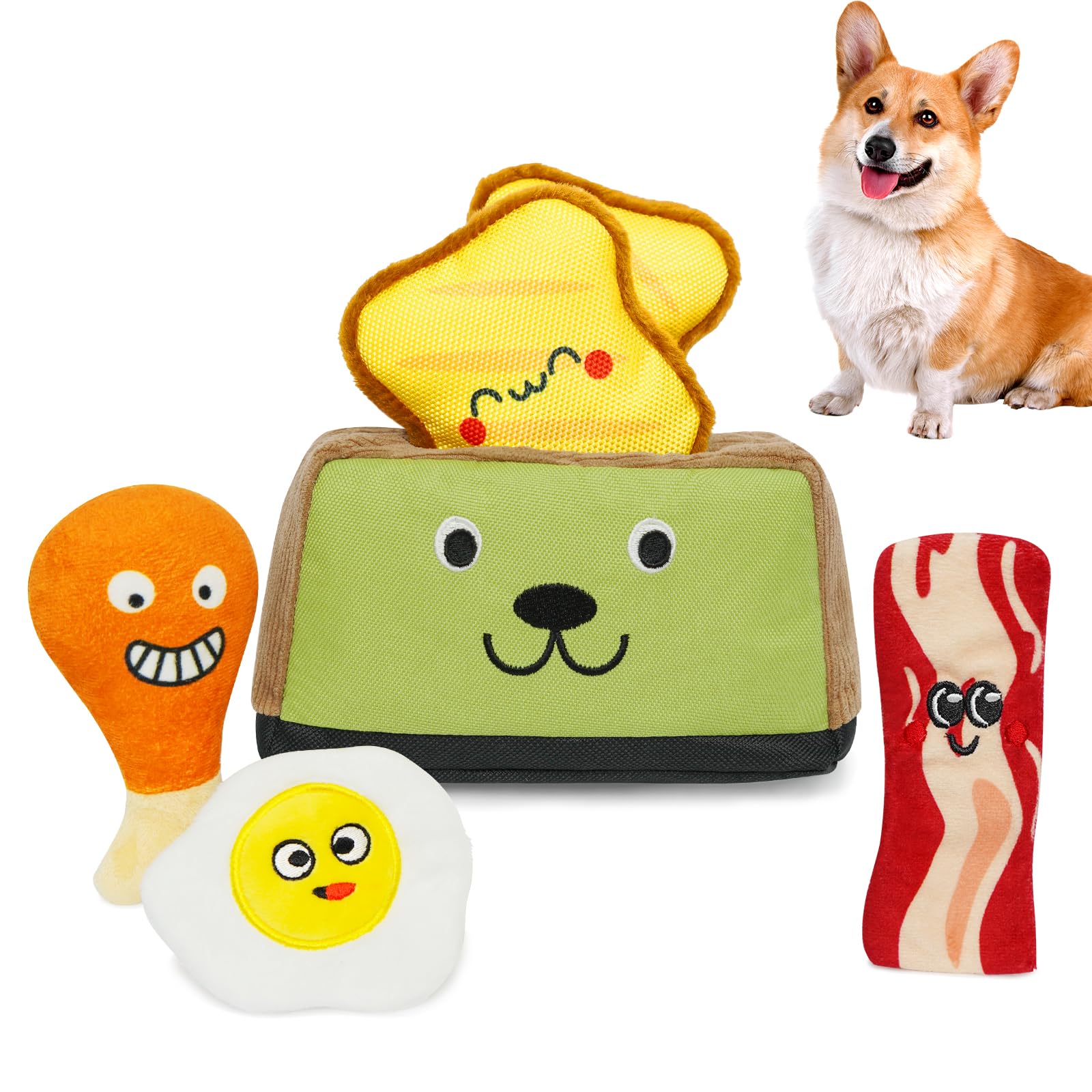 Juguetes para perros escondidos, juguetes interactivos chirriantes para el aburrimiento y la estimulación, juguetes de enriquecimiento para perros pequeños y medianos - Tostadora