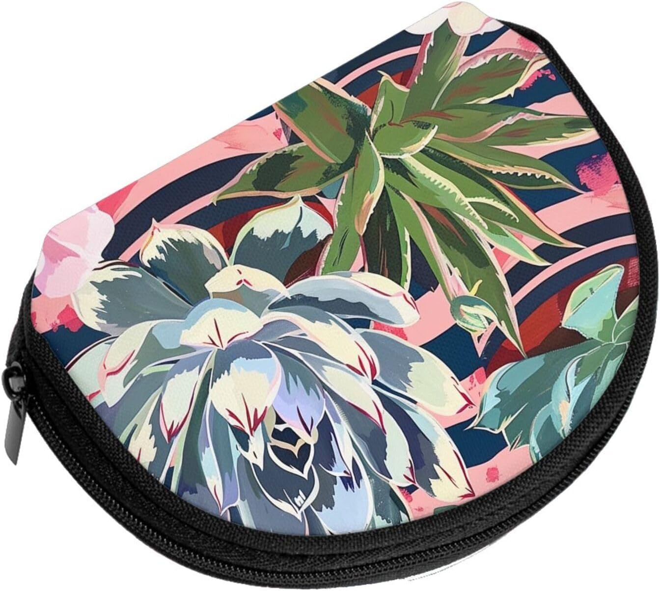 Striped succulents Printed Coin Purse Cute Mini Pouch Change Wallet Zipper Coin Pouch for Women