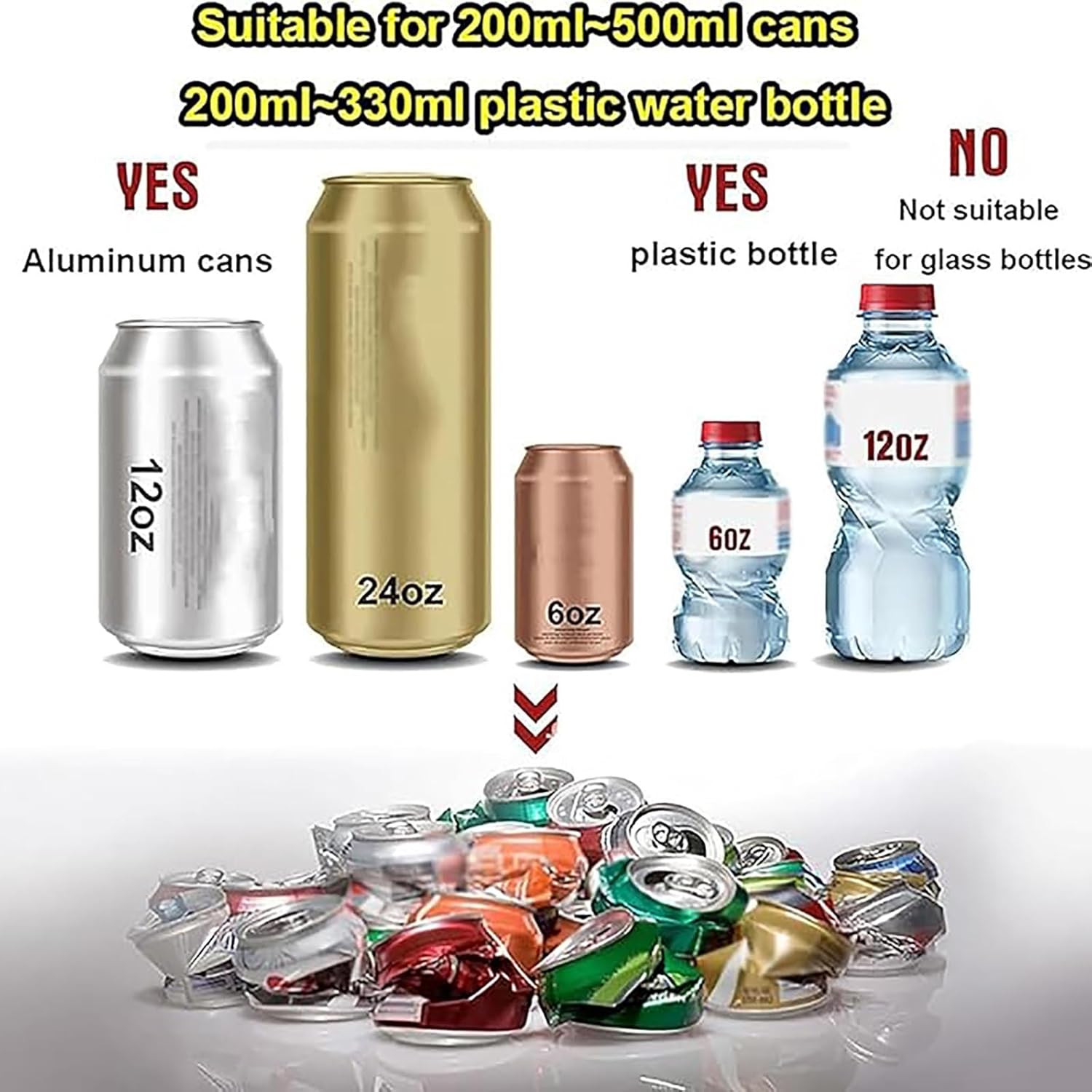 Electric Can Crusher, Automatic Can Smasher for Recycling 8 oz/12 oz/16 oz, Desktop or Wall Mounted Duty Can Trash Compactor for Aluminum