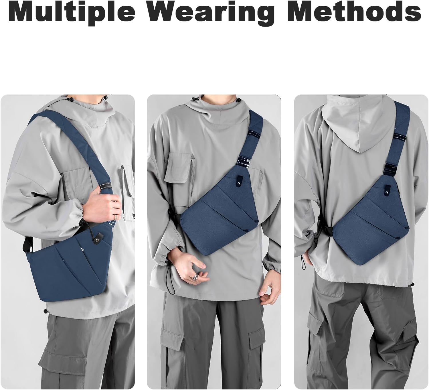 Anti Theft Travel Bag, One Shoulder Large Capacity Cross-body Bag Chest Fashion Lightweight Sling Bags for Travel Sports - Image 6