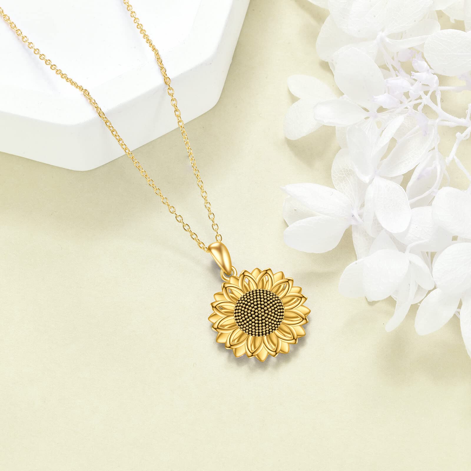 YFN Collana di girasole da donna in argento Sterling con girasole per mamma