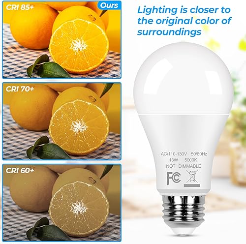 Miniatura 4 de GoBright Paquete de 12 bombillas LED A19, bombillas equivalentes a 100 W, bombillas LED blancas de luz diurna de 13 W 5000 K con base media E26