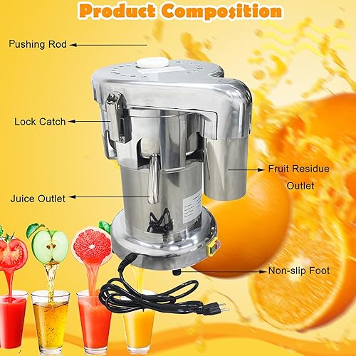 Miniatura 3 de Juicer centrífugo eléctrico comercial del extractor del jugo de la prensa del exprimidor 110V 750W de la fruta y de la verdura