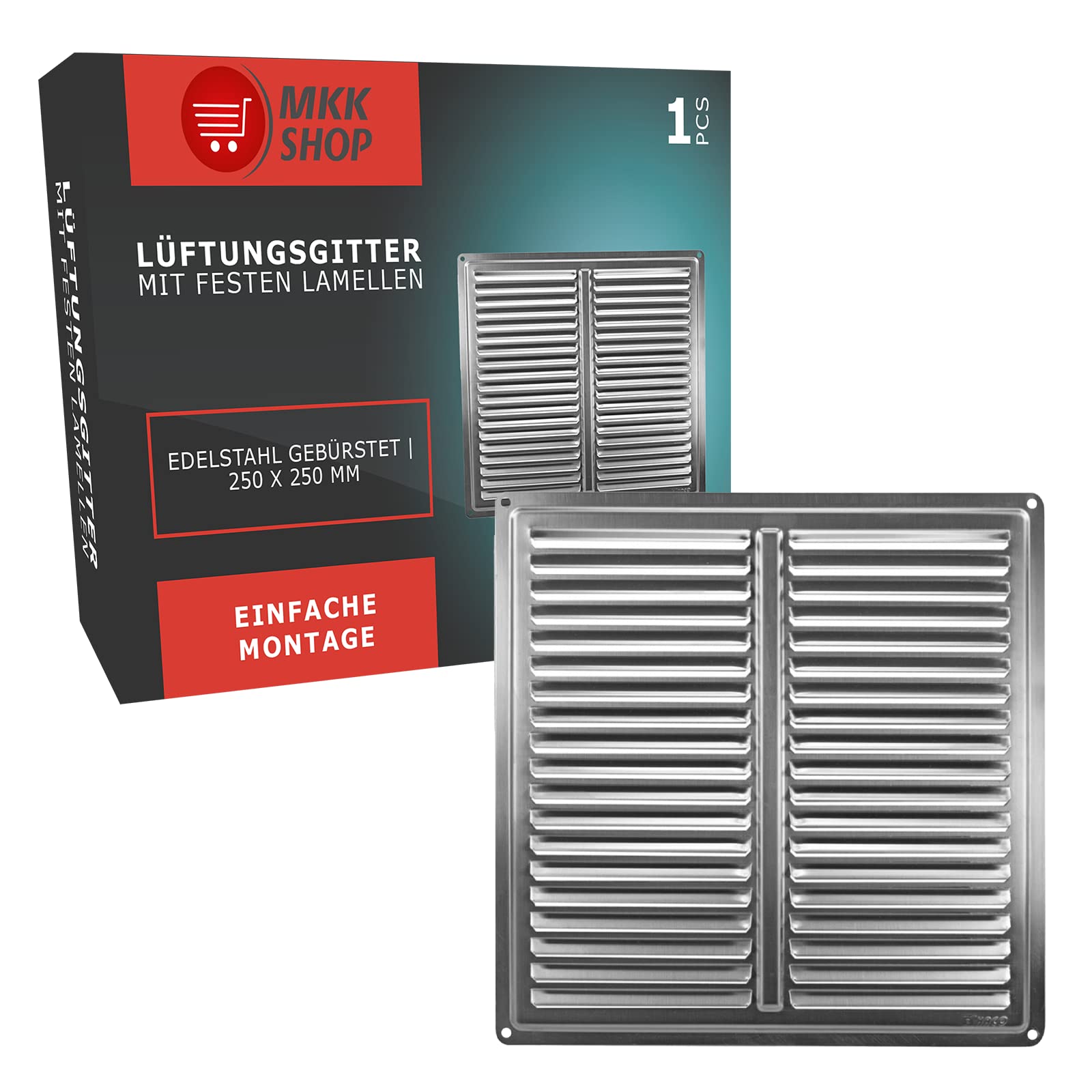 Grille d'aération extérieure 250x250 mm pour assainir l'air de la cuisine ou garage