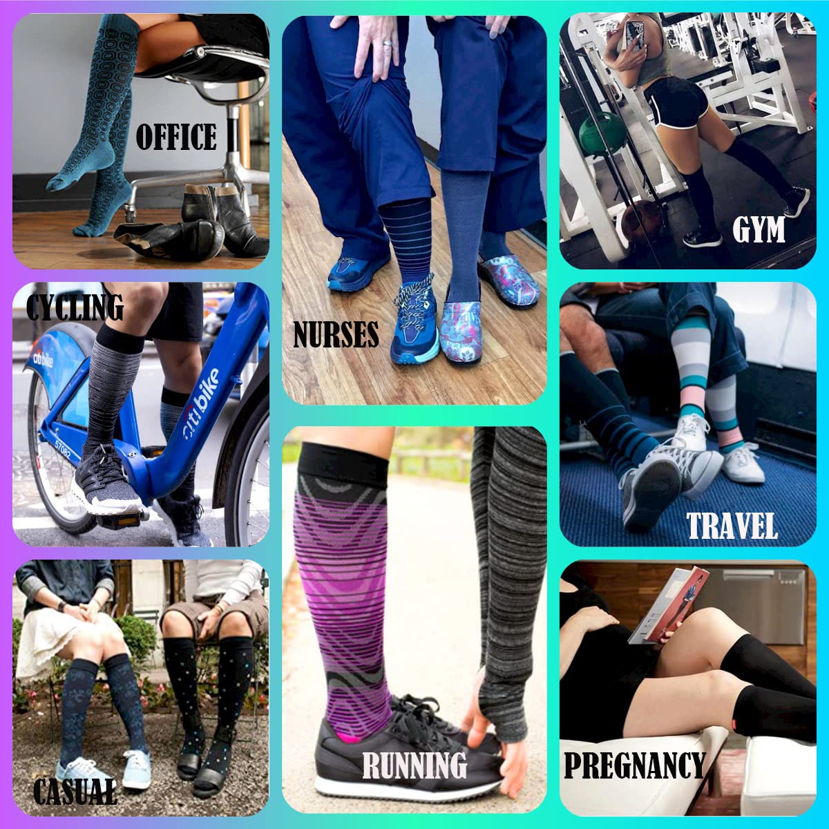 Dr. Motion Therapeutic Graduated Compression - Calcetines para mujer (4 pares)