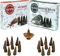 Vista 33 de TRUMIRI Incense Cones - Combo Pack of 20 Cone Incense - 10 Nag Champa + 10 Palo Santo - Insence Cones - Incense Cones Scented - Cone Incense Scents