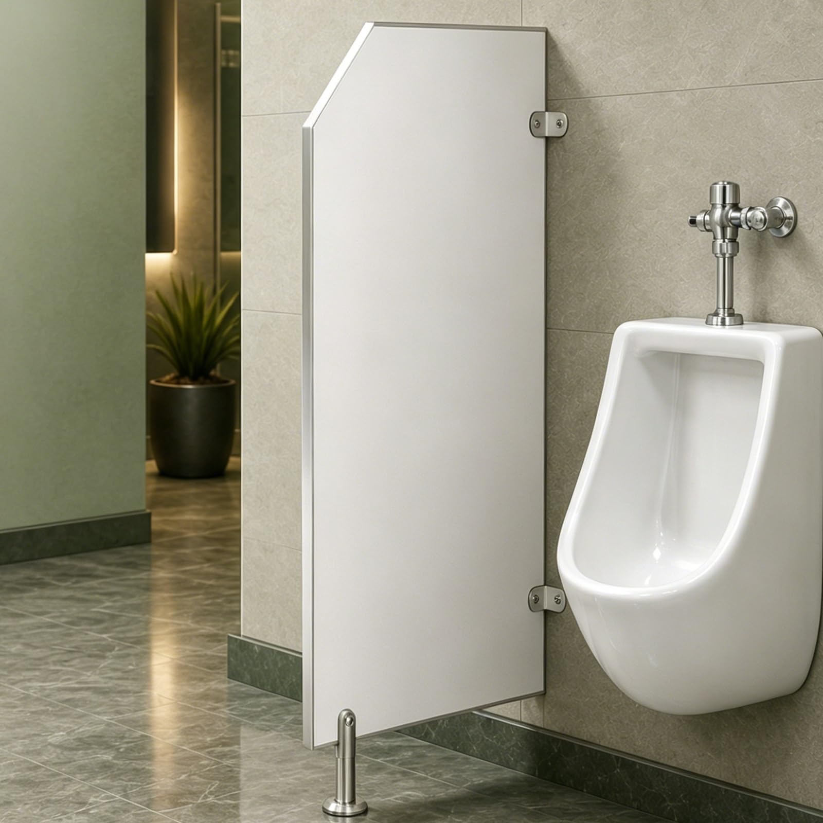 Yqyc 1 PCS Urinal Partition Screen, 47.5in High Commercial Urinal Divider for Public Restrooms, Stainless Steel Reinforced Brackets