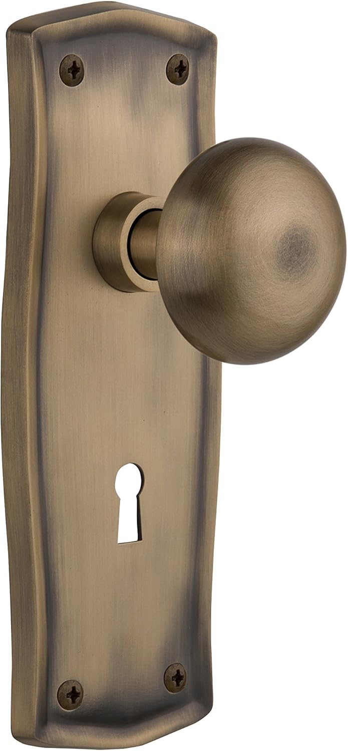 Nostalgic Warehouse Prairie Plate with Keyhole New York Knob, Passage - 2.75", Unlacquered Brass