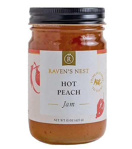 Raven's Original Hot Pepper All Natural Jam - Tarro de 15 onzas (melocotón extra picante)