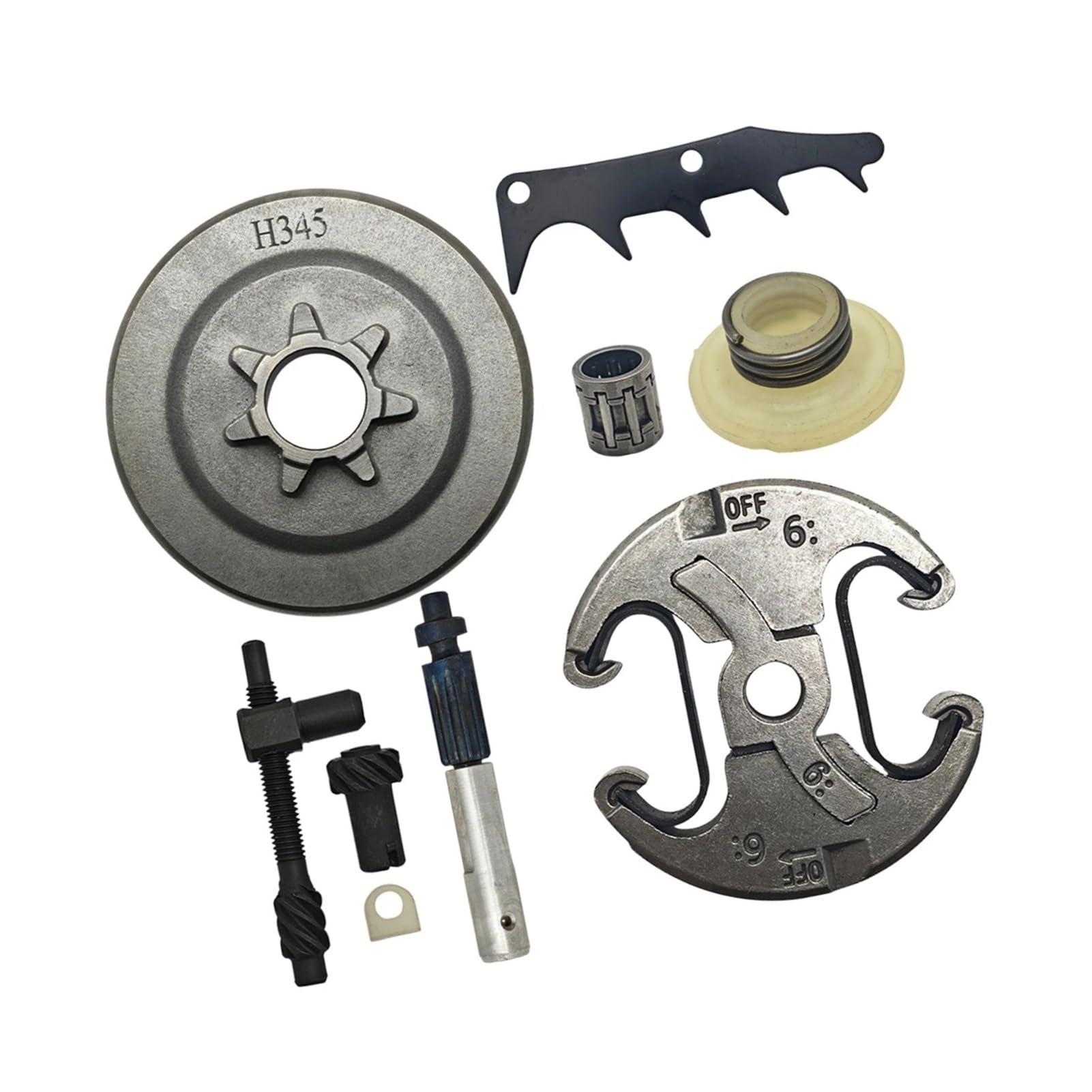 325 7T Tamburo Frizione Adatto for 445 450 Tendicatena Pompa Olio Kit Ingranaggi a Vite Senza fine Pezzi di Ricambio for Motosega