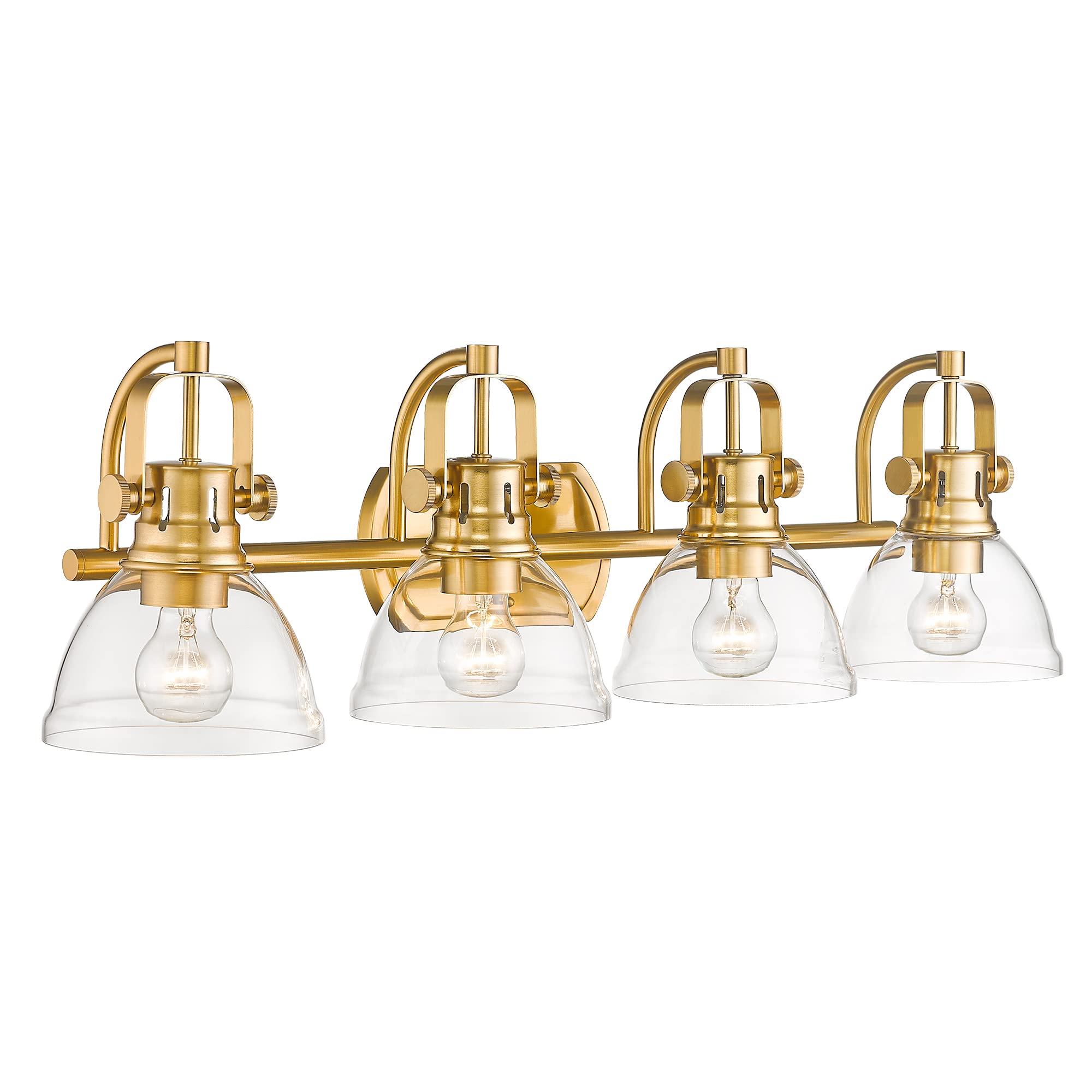 zeyu 4-Light Brass Vanity Light Fixture, Modern Bathroom Light Fixtures with Clear Glass Shade, Gold Finish, ZY50B-4W BG