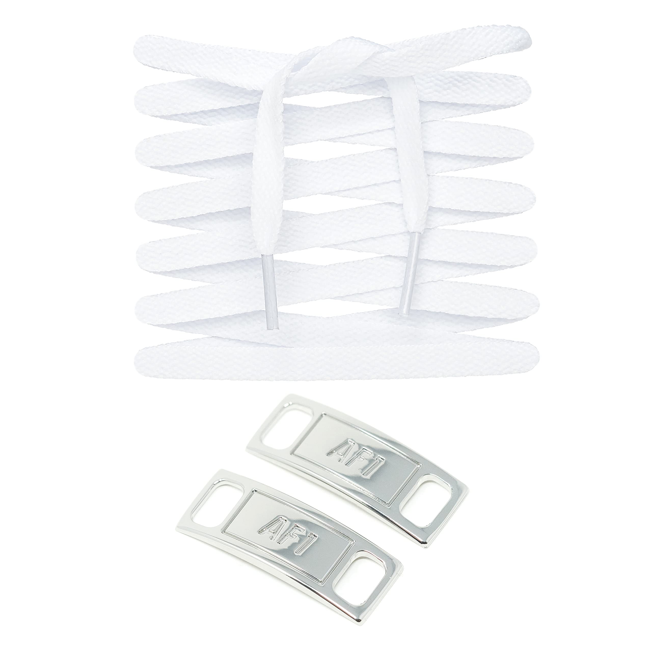 LitLacesPremium Air Force 1 Flat Cotton Shoe Laces Replacement + AF1 Metal Tag Dubrae (Bundle)