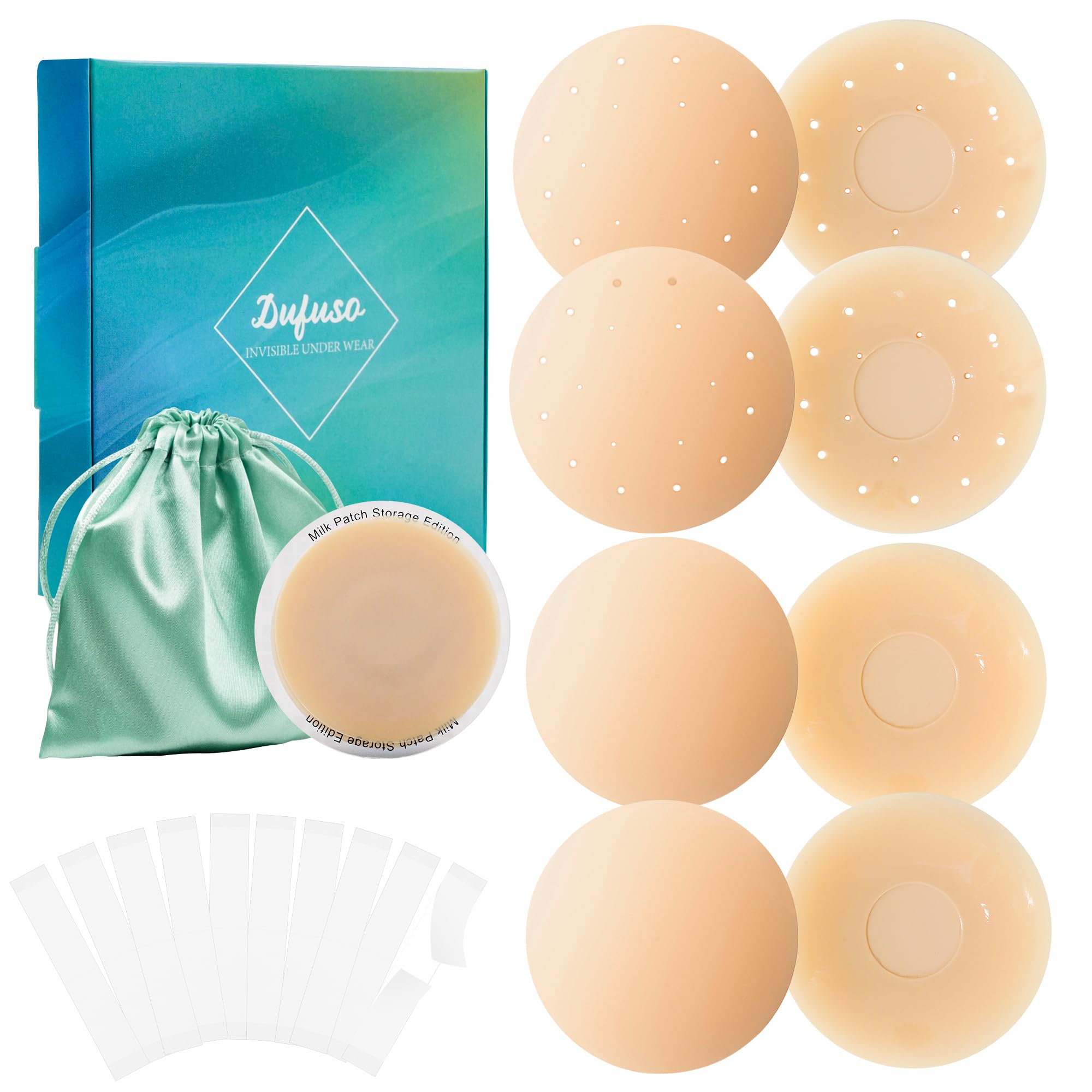 Cache-tétons 8 Pièces, Réutilisable Auto-adhésif en Silicone Ronde Nipple Cover, Couvre Seins Mamelons Invisibles étanches, Ultra Doux Cache Tetons Femme
