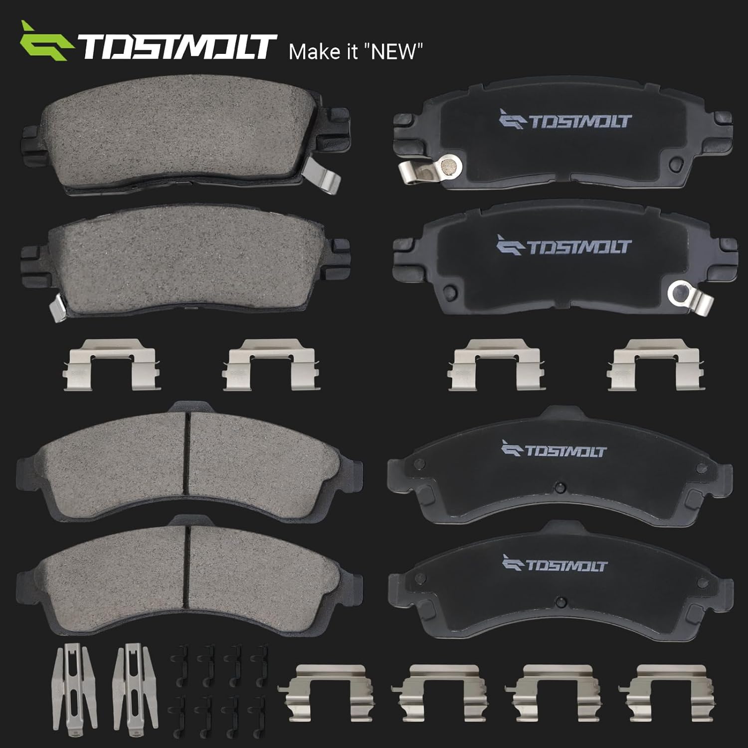 New 8pcs Front+Rear Quiet Shimmed Slotted Ceramic Disc Brake Pads w/Installation Hardware Fit 02-04 Bravada 04-05 Rainier 02-05 Trailblazer EXT Envoy XL XUV 05 9-7x 03-06 SSR 03-05 Ascender