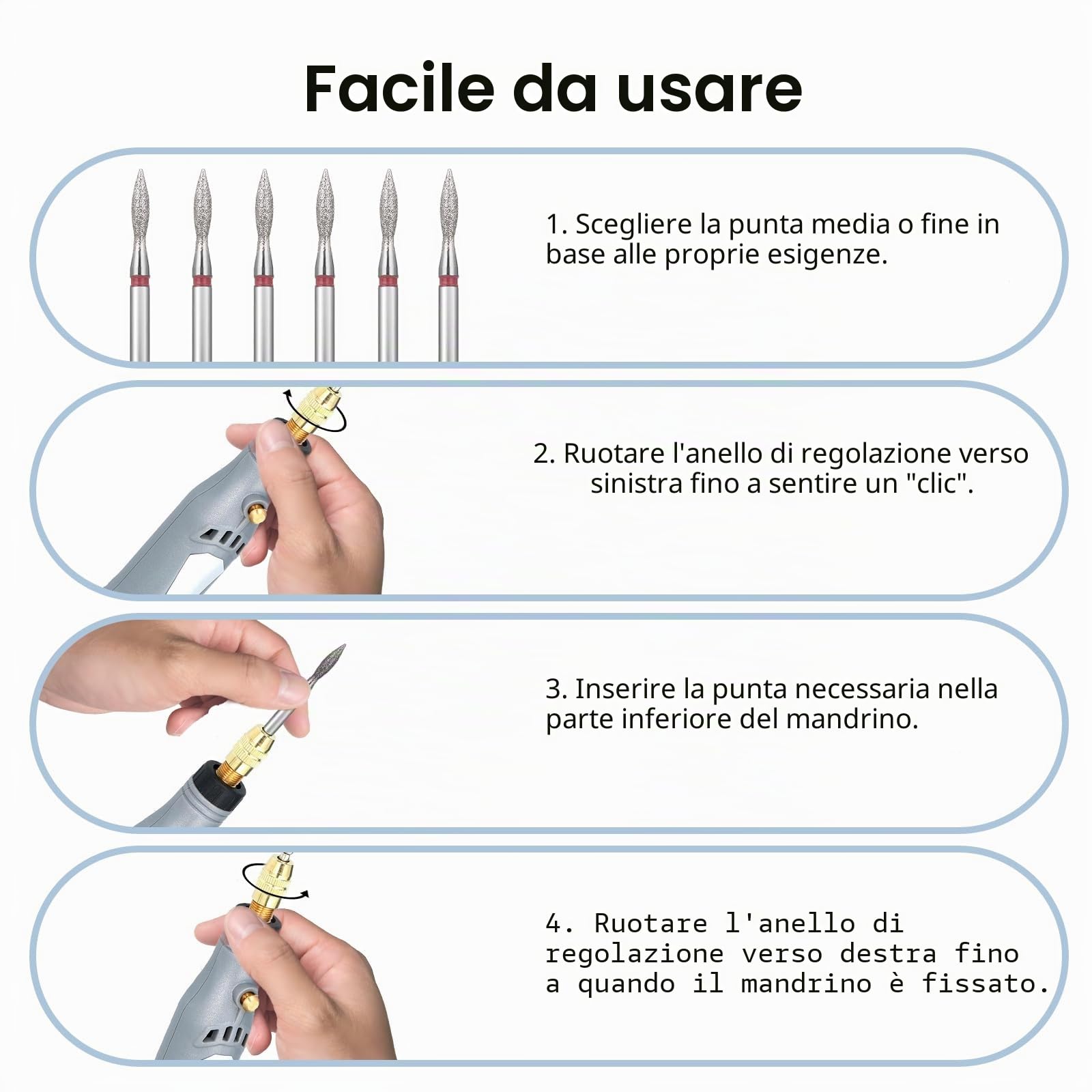 6 Pezzi Trapano per Unghie a Fiamma Set, Punte per Trapano per Cuticole 3/32 Punte per Trapano per Rimozione Cuticole in Carburo Diamantato per Unghie Acriliche e Unghie Naturali