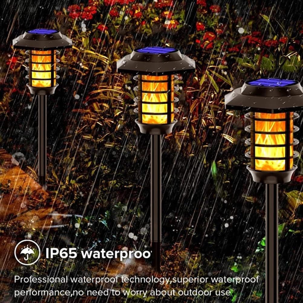AoLa Solarlampen für Außen, 48 LED Solar Gartenfackeln Flammenlicht Fackel mit Realistischer Flammeneffekt IP65 Wasserdicht Solarleuchten für Garten Hof Balkon Auffahrt Weg Gartenbeleuchtung,4 Stück