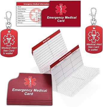 10 Pcs Emergency Medical Alert Information Card for Wallets