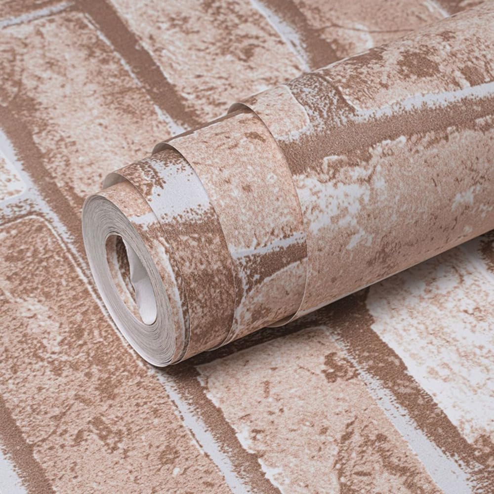 Rustic Red Brick 3D Stone Pattern Effect Wallpaper - Non-Woven Fabric Brick Pattern Industrial Anti-Fouling Texture Vintage Slate for Living Room, Bedroom, Fireplace
