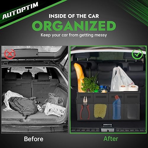 Miniatura 7 de Organizador de maletero de automóvil, organizador plegable de 50 litros con parte inferior antideslizante para alimentos, almacenamiento de maletero