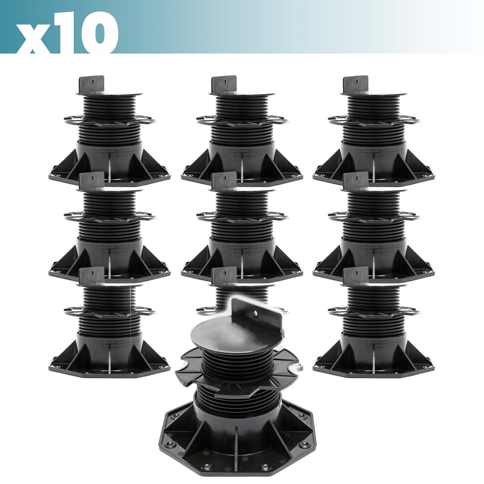 XPOtool Set 10 supporti per pavimenti galleggianti, altezza regolabile 60-128mm Max 2700 kg, Pavimenti Decking