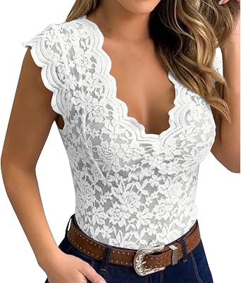 Lingerie for Women Sheer Lace Crop Tops V Neck Short Sleeve T Shirt See Through Tops Tee Shirt Going Out Outfits