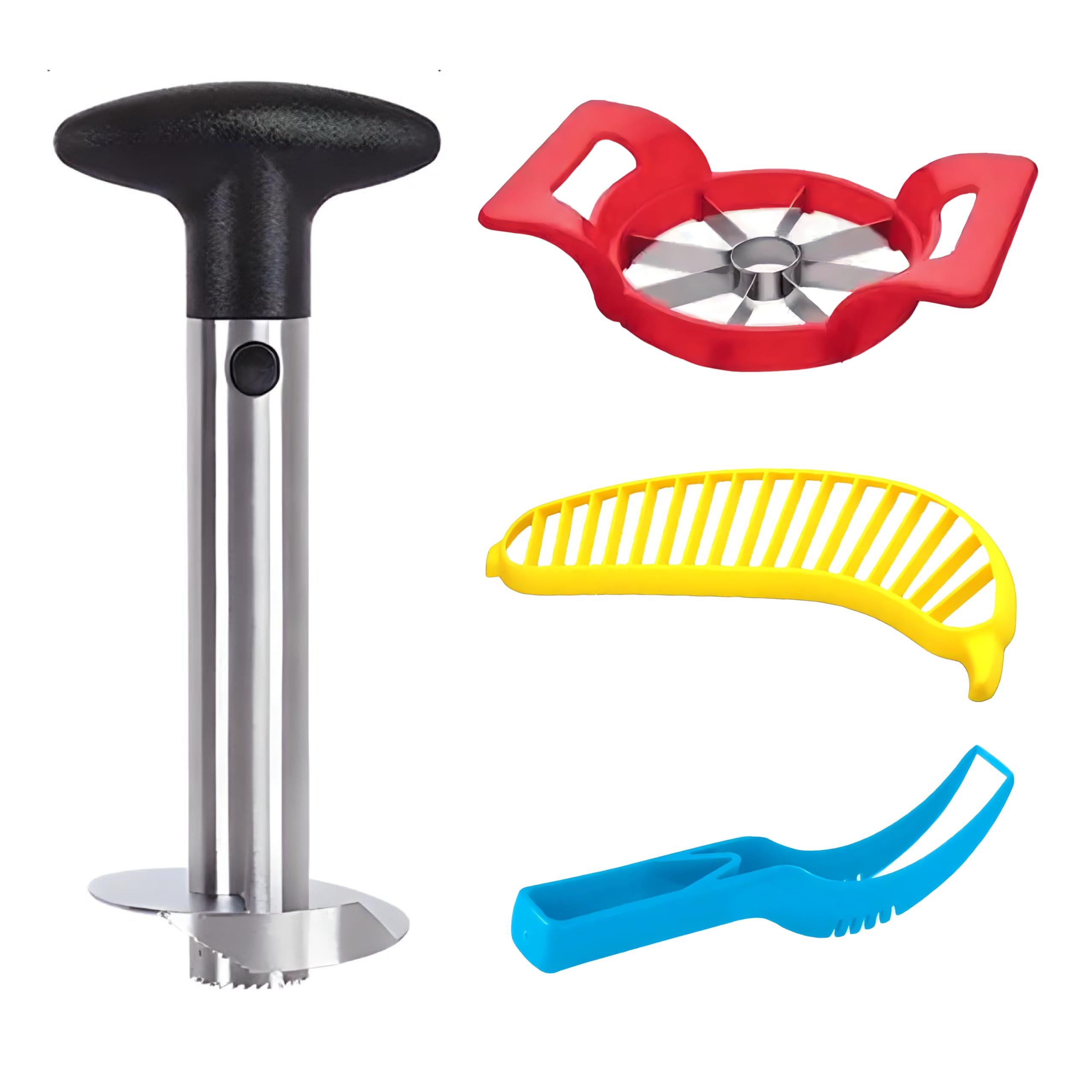 Decoze - Stainless Steel Kitchen Essential Tool for Pine Apple Fruit Peeler and Corer Slicer with Sharp Blades