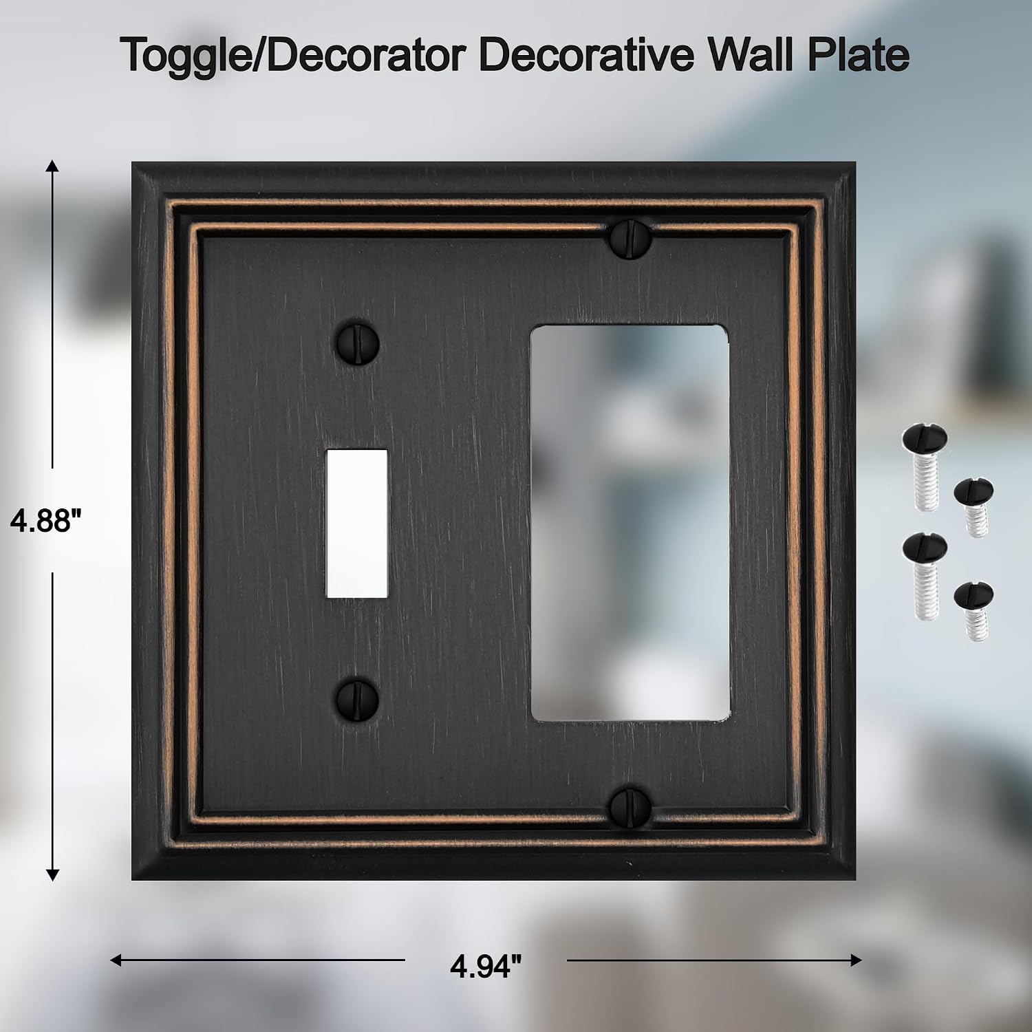 OKAWYC Toggle/Decorator Light Switch Cover Adler Metal Wall Plate, 2-Pack Aged Bronze 2 Gang, for Receptacle Dimmer Switch GFCI Outlet, Switch Cover Decorative Wallplate, Durable image 2